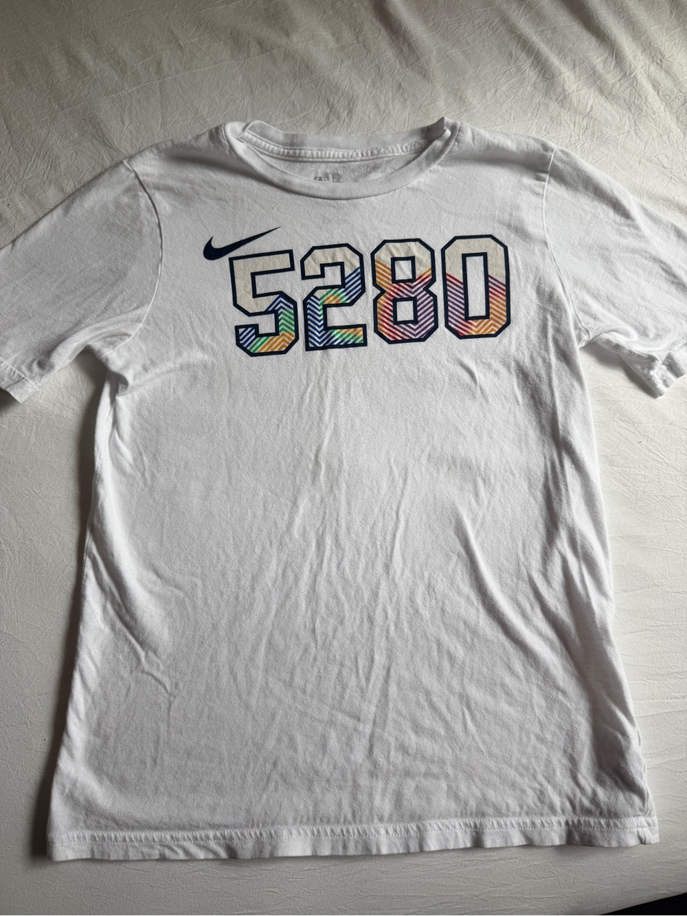 Nike White Tee with Multicolor '5280' Graphic Denver Nuggets
